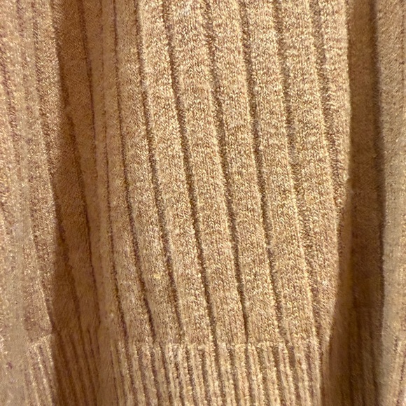 French Connection Tan V-Neck Sweater with Ribbed Knit - Picture 3 of 7